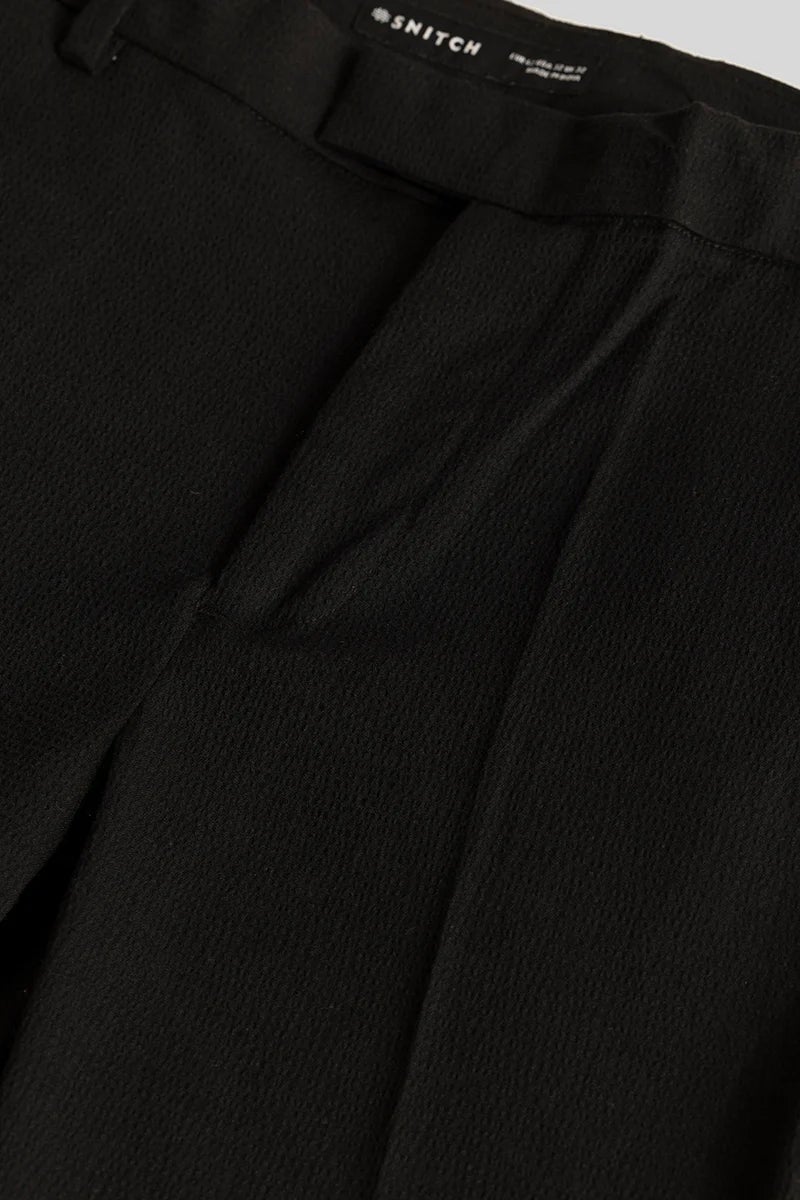 SNITCH Yann Black Plain Slim Fit Trousers - Image 2